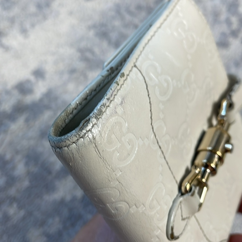 Gucci Guccissima Leather GG Logo Compact Bifold Wallet Piston Jackie Ivory - Picture 5 of 17